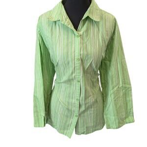 Vintage Green, Black, and White 1/2 Sleeve Button-Up | Women's XL | Studio Works